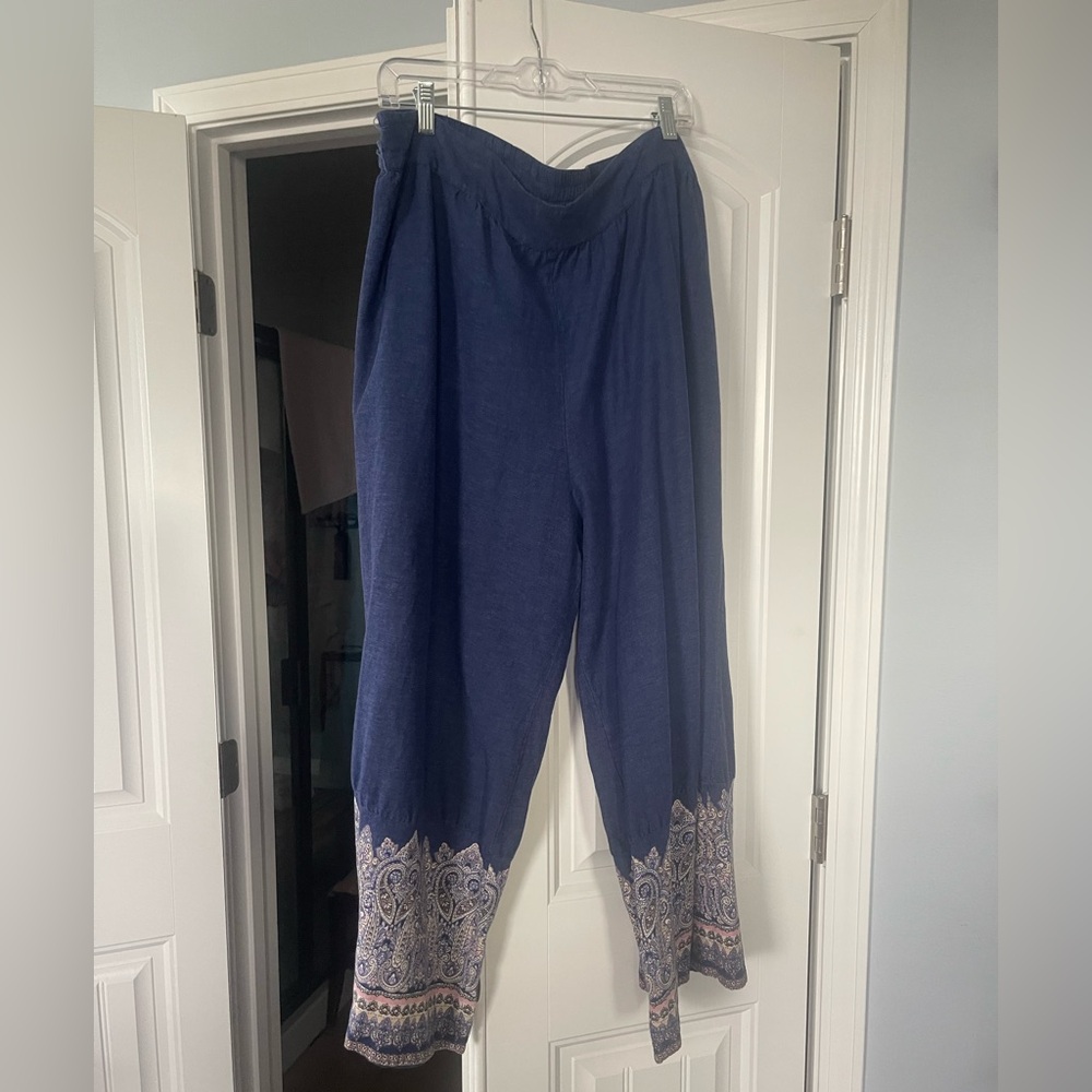Venus Blue Paisley Women's Palazzo Pants Sz 18-22